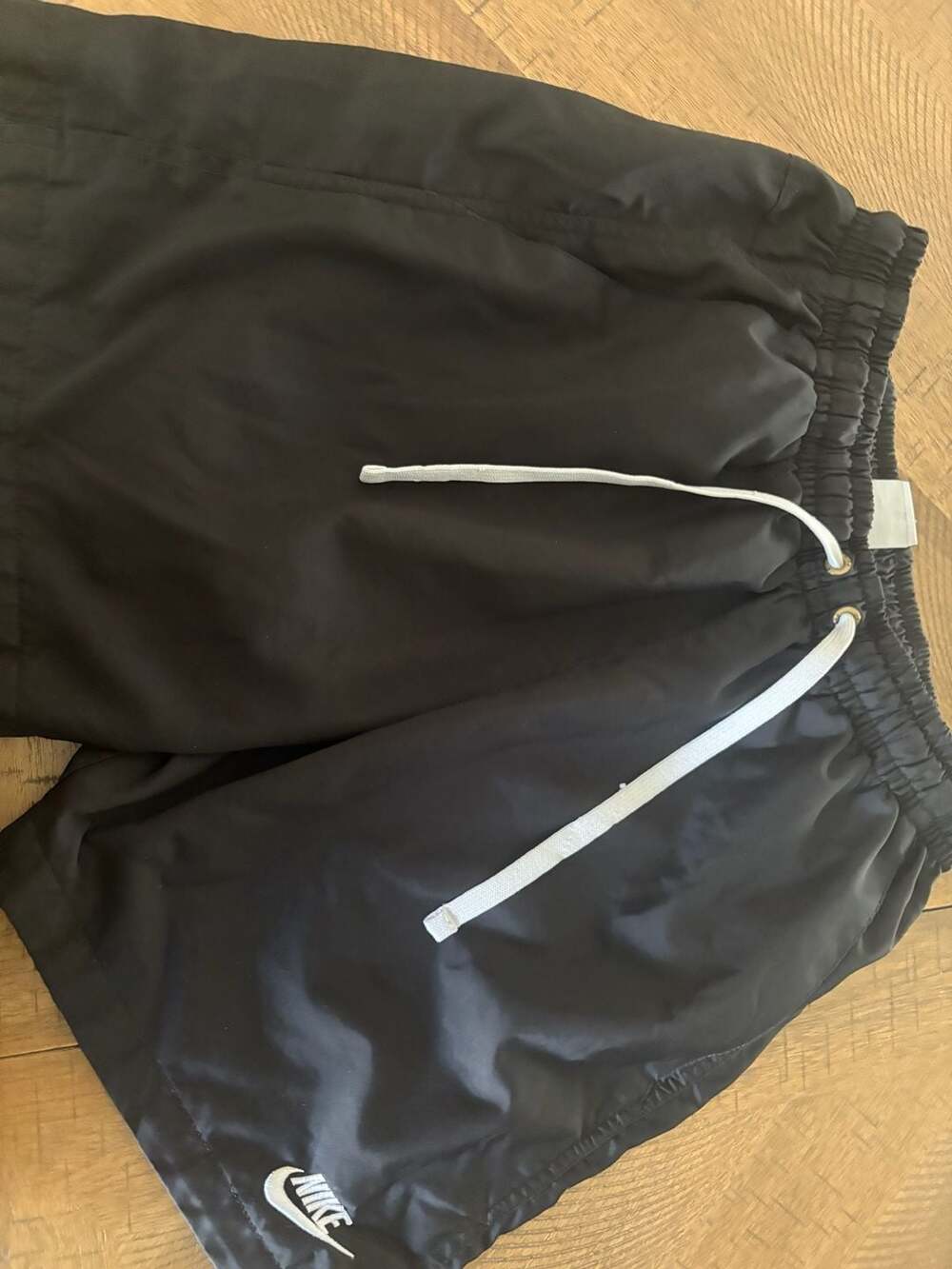 Nike Vintage Embroidered Swoosh Logo Black Nylon Shorts